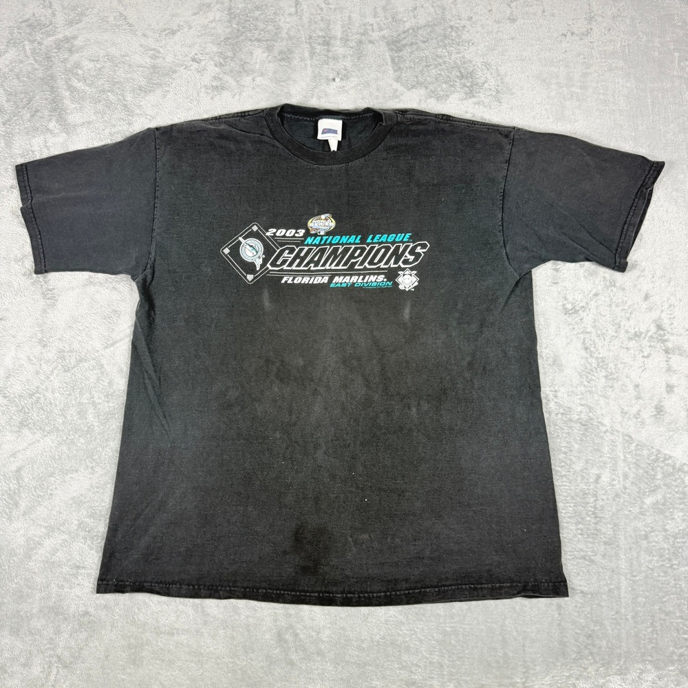 Vintage CSA Mens XL Florida Marlins 2003 National League Champions T-Shirt Black